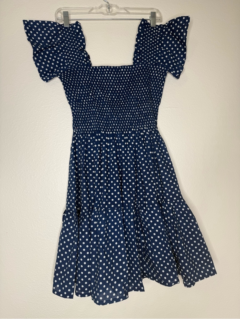 Lilbelle NEW Navy Polka Dot Smocked Mini Dress NWT O/S